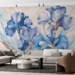 Papier peint – Iris bleus en gros plan