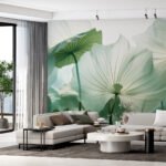 Papier peint – Feuilles vertes en transparence