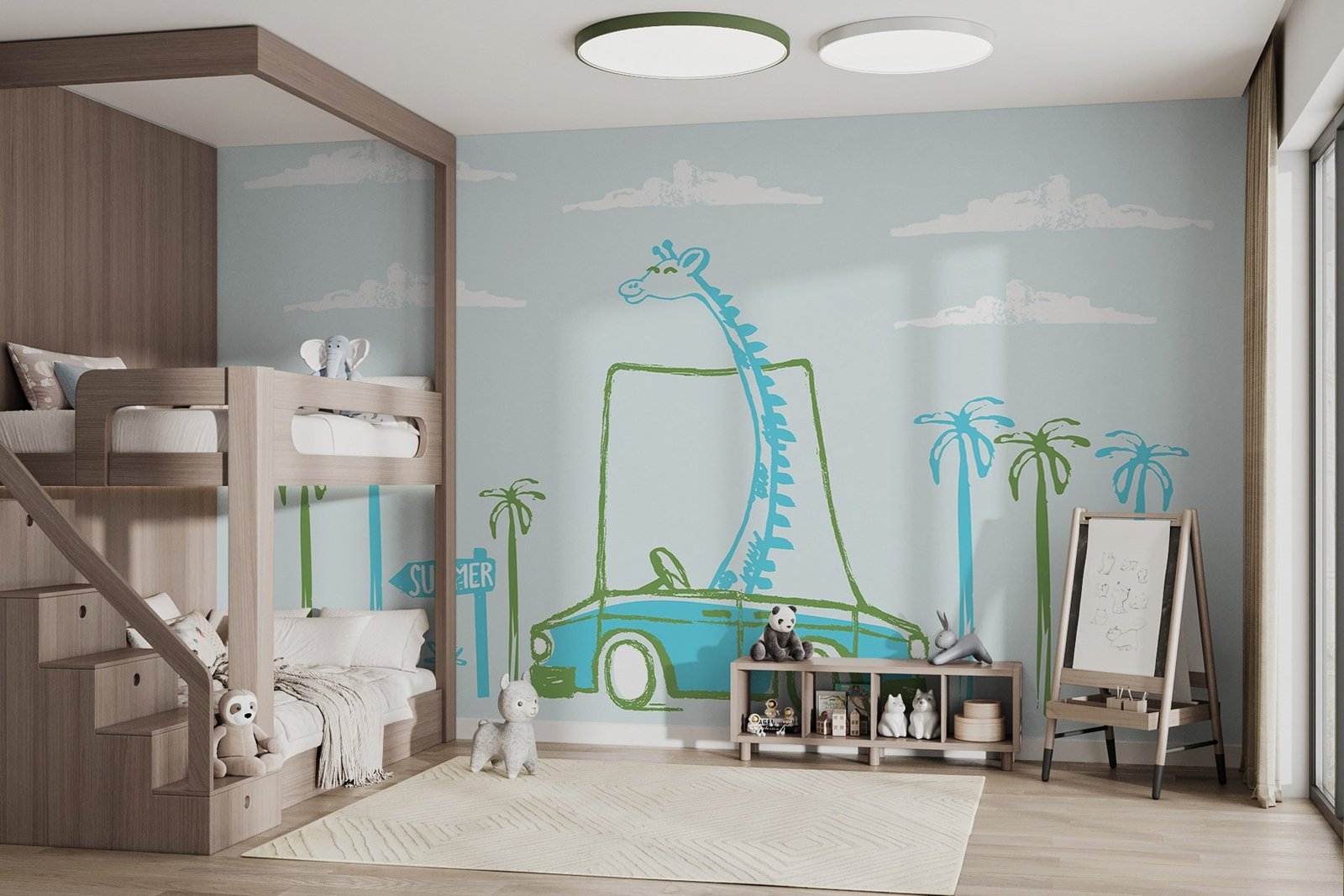 w03476v1pir13mr.jpg Papier peint – Dinosaures au trait turquoise – Image 1
