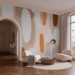 Papier peint – Formes verticales beige et orange