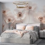 Papier peint – Fleurs beiges aux tiges délicates