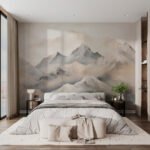 Papier peint – Montagnes beiges dans la brume