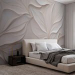 Papier peint – Feuilles rose pâle sculptées en relief – Image 2