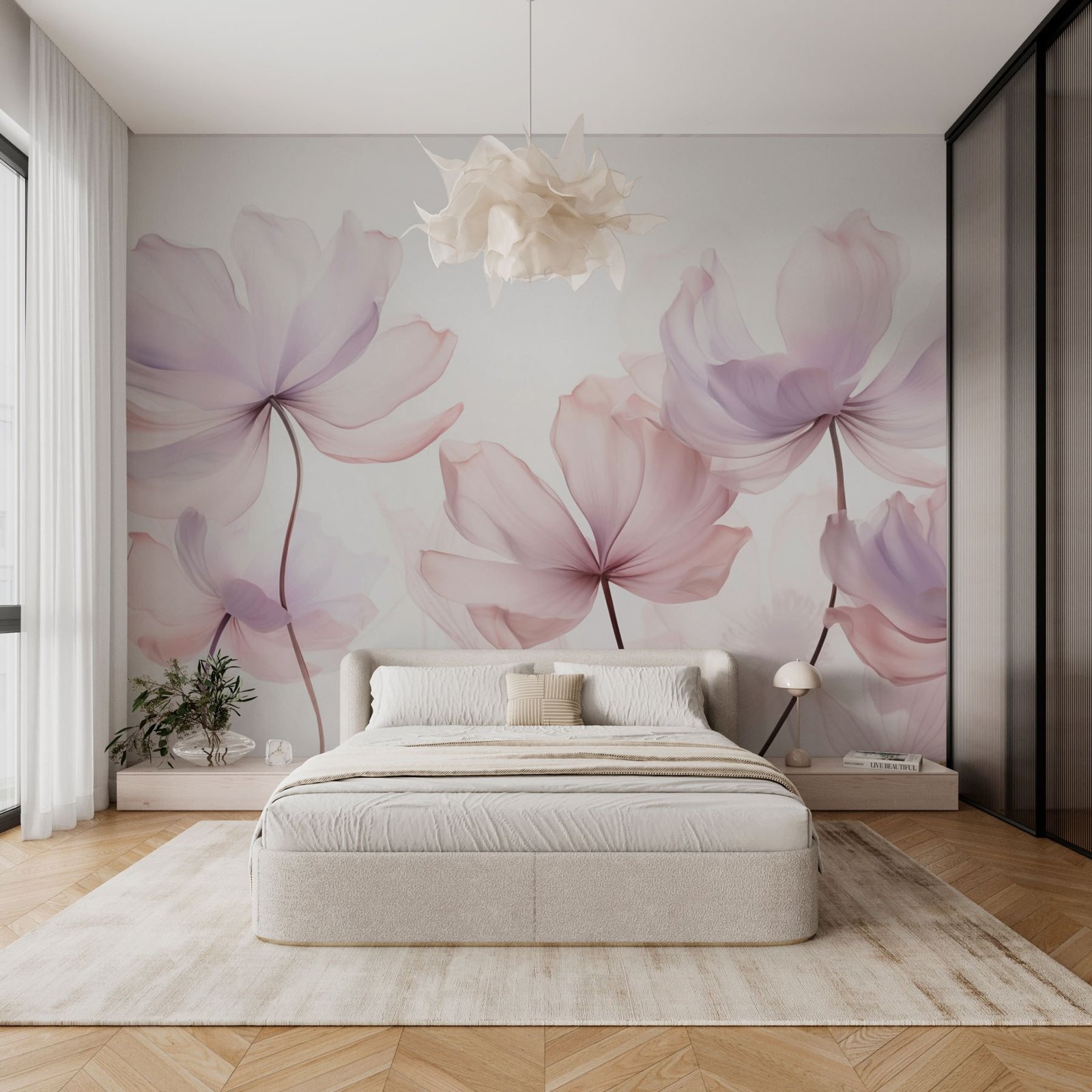 w03521pib656ms.jpg Papier peint – Fleurs roses et crème en transparence – Image 1