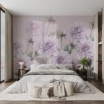Papier peint – Fleurs mauves au rendu aquarelle