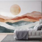 Papier peint – Collines terracotta et vertes sous le soleil