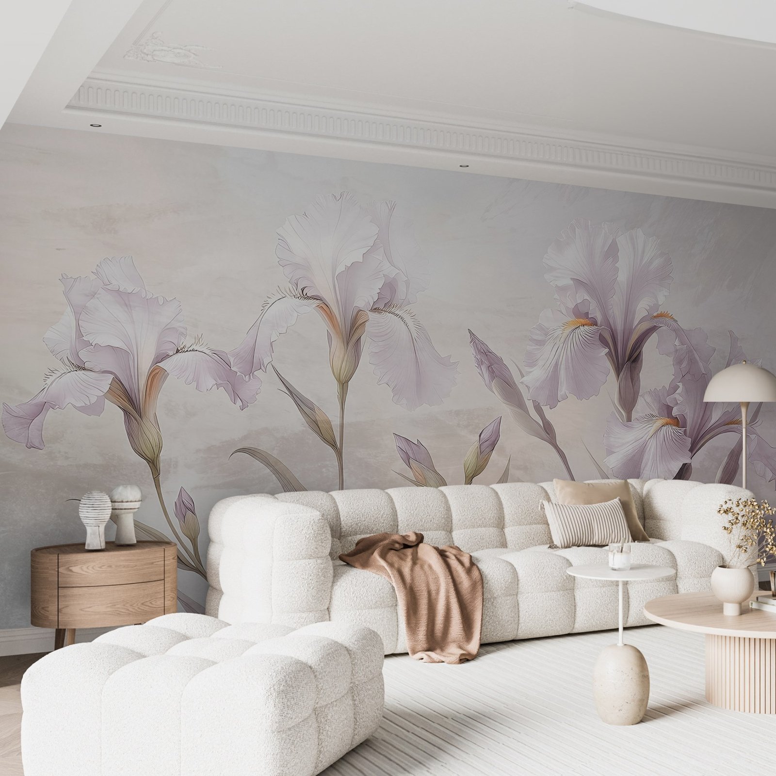 w03556pig15ms.jpg Papier peint – Iris pastel sur fond clair – Image 1