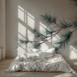 Papier peint – Branches de pin vert sombre