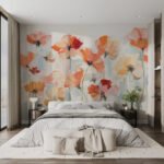 Papier peint – Coquelicots orange et crème