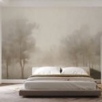 Papier peint – Forêt brumeuse aux tons beige