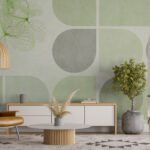 Papier peint – Cercles et formes vert pastel