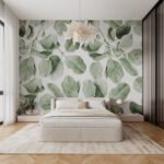 Papier peint – Feuilles vertes en motif répété