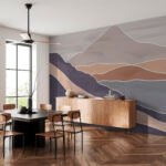 Papier peint – Montagnes en strates mauves et brunes
