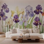 Papier peint – Iris violets et jaunes