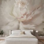 Papier peint – Pivoine crème en gros plan