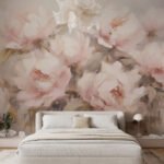 Papier peint – Pivoines roses au rendu pictural