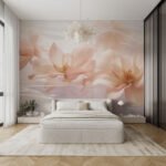 Papier peint – Lotus orangés sur fond clair