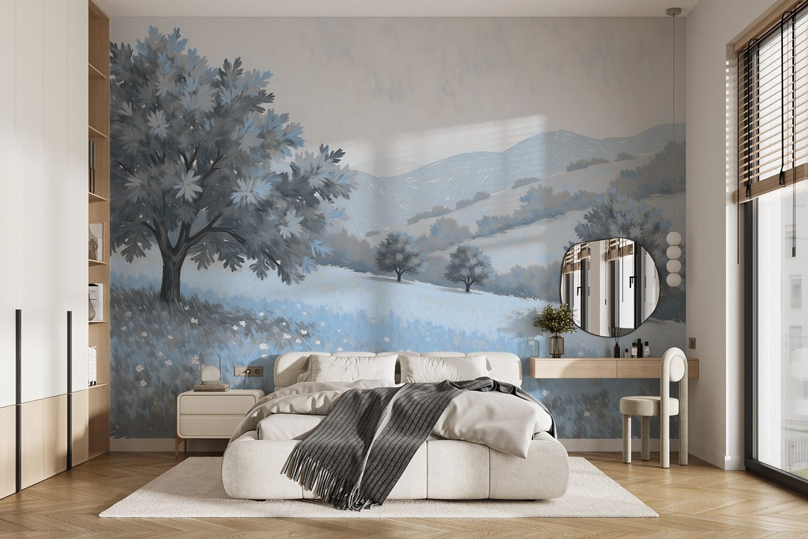 w03656v2pib1mr.jpg Papier peint – Lac bleu et arbres dans la brume – Image 1