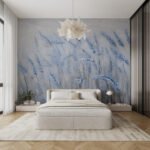 Papier peint – Graminées bleues au trait