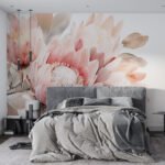 Papier peint – Fleurs roses aux pétales fins – W03669