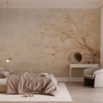 Papier peint – Branche d’arbre dorée dans la brume