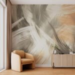 Papier peint – Traits croisés beige et gris