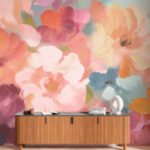 Papier peint – Fleurs multicolores en aquarelle