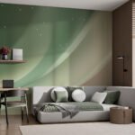 Papier peint – Vagues lumineuses vertes