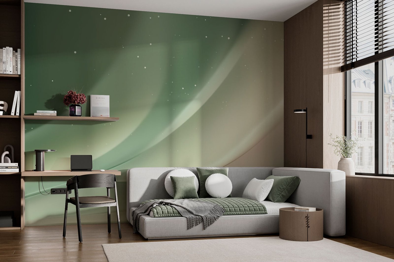 w03751pib1mr.jpg Papier peint – Vagues lumineuses vertes – Image 1