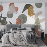 Papier peint – Formes organiques vert et terracotta