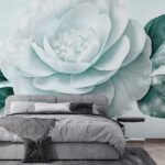 Papier peint – Rose vert menthe et feuillage