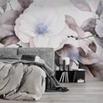 Papier peint – Fleur blanche au cœur bleu