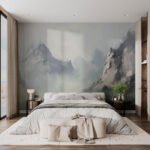 Papier peint – Montagnes bleues dans la brume