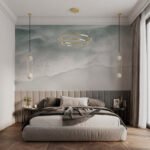 Papier peint – Paysage de dunes gris et vert doux