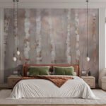 Papier peint – Bouleaux pastel sur fond beige