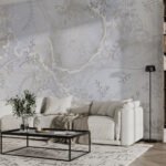 Papier peint – Marbre blanc aux veines dorées fines