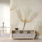 Papier peint – Tulipes crème en transparence