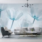 Papier peint – Tulipes bleues en transparence