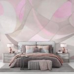 Papier peint – Courbes translucides roses et grises