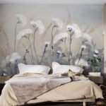 Papier peint – Fleurs blanches aux tiges sombres