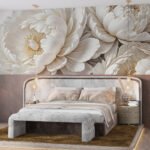 Papier peint – Pivoines blanches effet relief