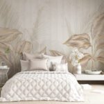 Papier peint – Feuilles dorées sur fond crème