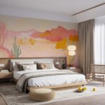 Papier peint – Paysage désertique rose et orange