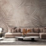 Papier peint – Palmes beiges en lignes fines