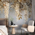 Papier peint – Feuillage doré en cascade