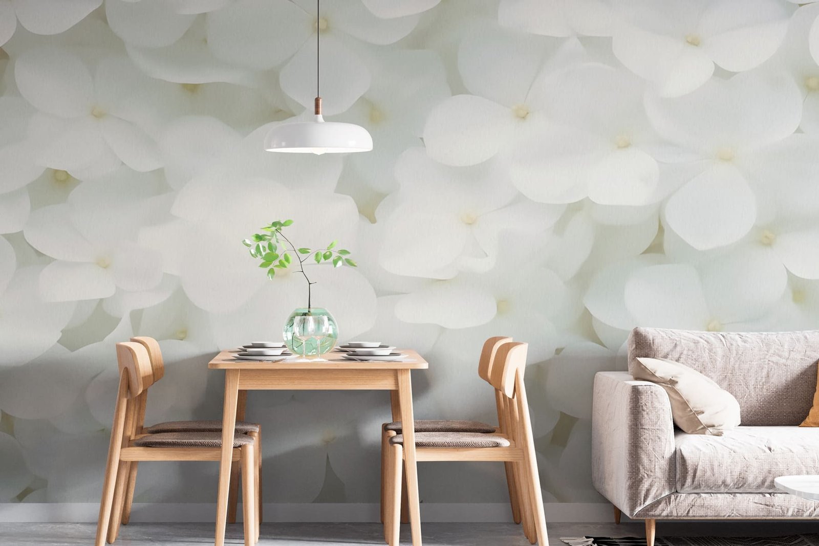 w08545pit1mr.jpg Papier peint – Fleurs blanches aux cœurs jaune pâle – Image 1