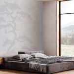 Papier peint – Arbre gris au trait sur fond clair