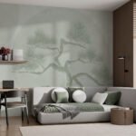 Papier peint – Arbre vert pâle dans une brume claire