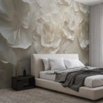 Papier peint – Pivoines crème en relief mural