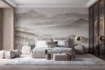 Papier peint – Montagnes grises en couches brumeuses